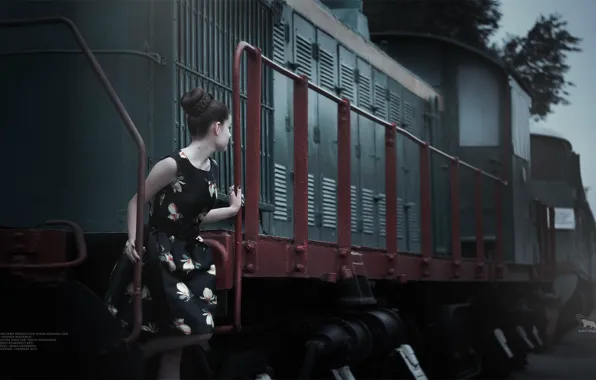 Girl, trains, beautiful, photoshoot, KhusenRustamov, artirbisproduction, Photo session in Tashkent, steam Museum