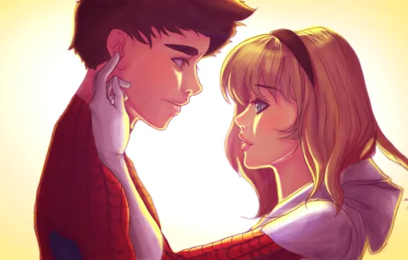 Girl, pair, guy, relationship, Spider-Man, Peter Parker, gwen stacy, Edge of Spider-Verse