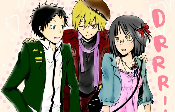 Girl, guys, friends, students, Durarara, Durarara, Masaomi Kedar, Mikado Ryugamine