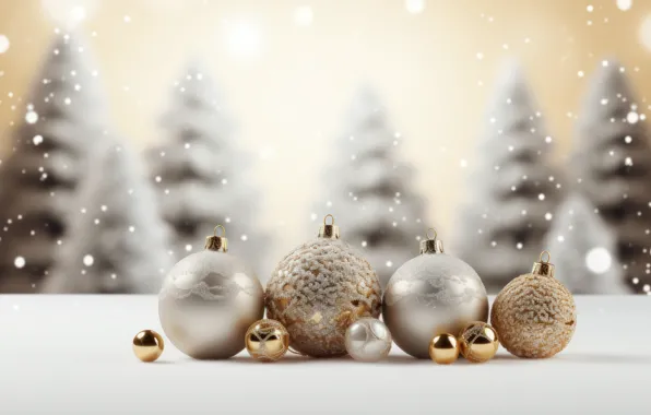 Balls, Christmas, New year, herringbone, bokeh, Christmas tree, AI art, neural network