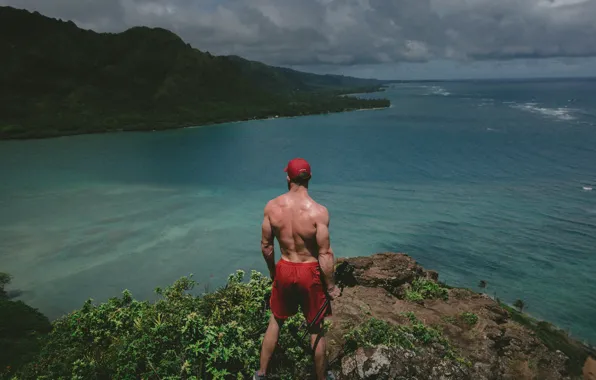 Muscle, Hot, Clouds, Wood, Beach, Water, Men, Summer
