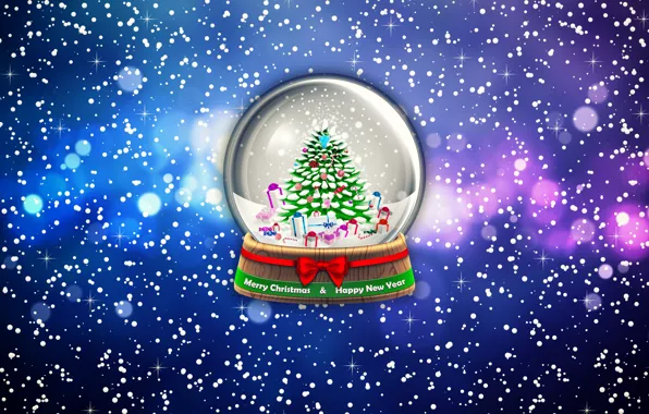 Winter, Minimalism, Snow, New Year, Christmas, Ball, Snowflakes, Background