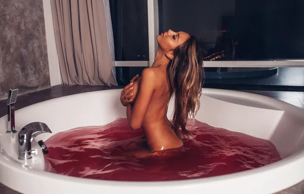 Chest, water, hair, back, Girl, hands, figure, window