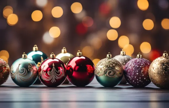 Balls, Christmas, New year, Christmas decorations, AI art, neural network