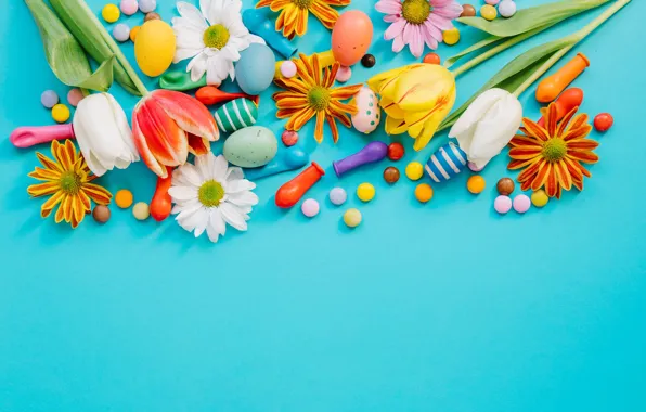 Picture flowers, spring, colorful, Easter, tulips, chrysanthemum, flowers, tulips