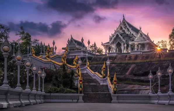 Sunset, lights, ladder, temple, Thailand, Thailand, Krabi, Krabi