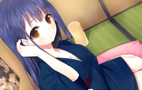 Look, girl, room, surprise, sitting, art, hajime Tanaka