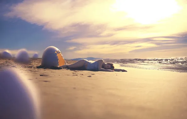 Sea, girl, shell