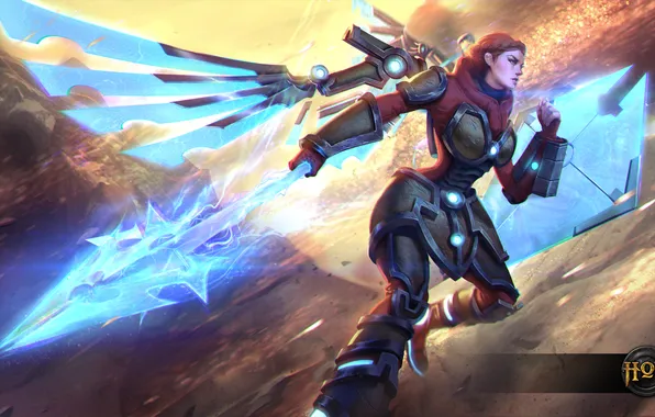 Girl, spear, shield, commander, Heroes of Newerth, Valkyrie, Brunhild, Ultimate Valkyrie