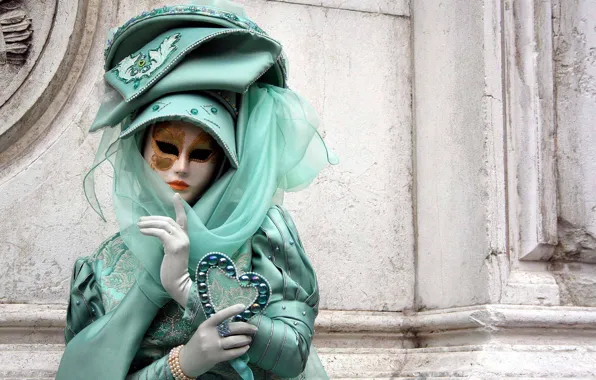 Girl, the city, mystery, mask, costume, Venice, ball, masquerade