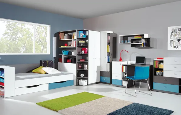 Design, style, interior, bedroom, Desk, the room of the student