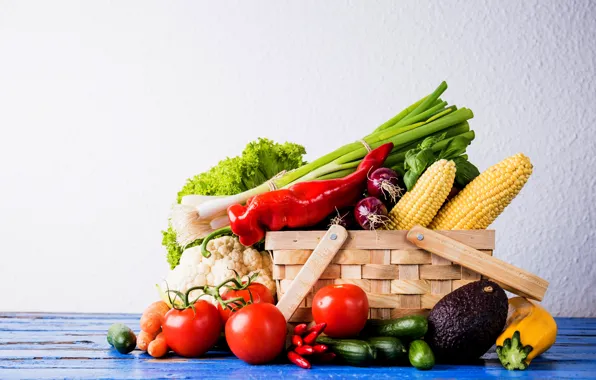 Picture basket, greens, cuts, vegetables
