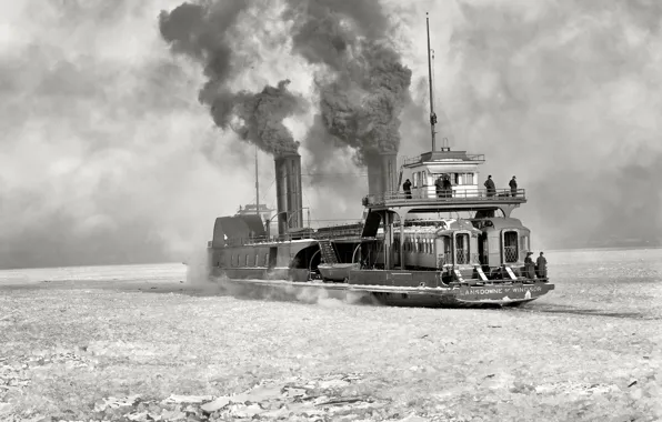 Retro, ship, steamer, USA, icebreaker, 1904-the year