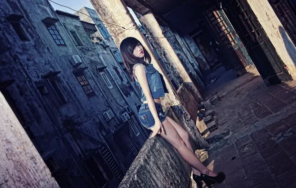 Girl, background, Asian