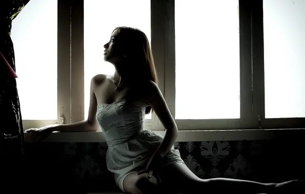 Picture girl, window, Asian