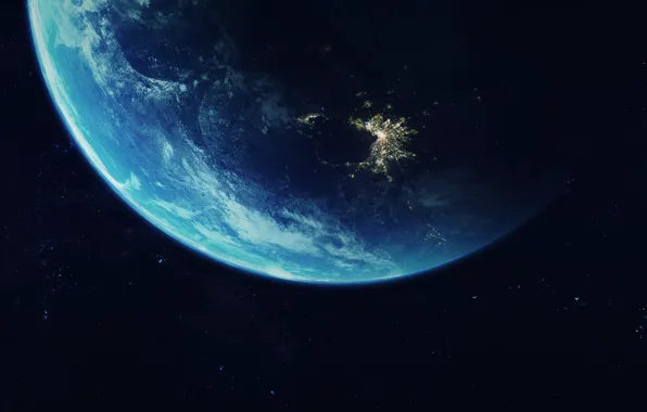 Night, The city, Planet, Space, Light, Earth, City, Light