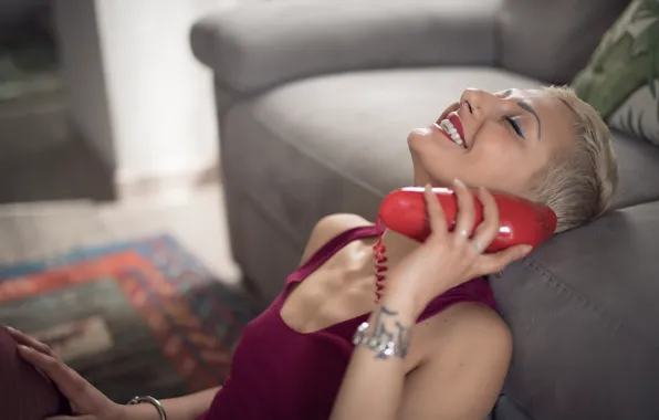 Face, smile, model, phone, Yuki