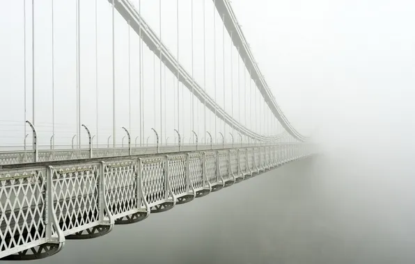 UK, fog, Bristol, Clifton Suspension Bridge