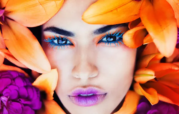 Flowers, face, Lily, makeup, Elizabeth Tolley