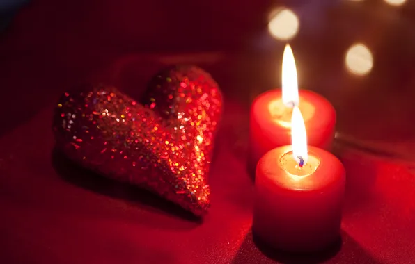 Red, heart, candles