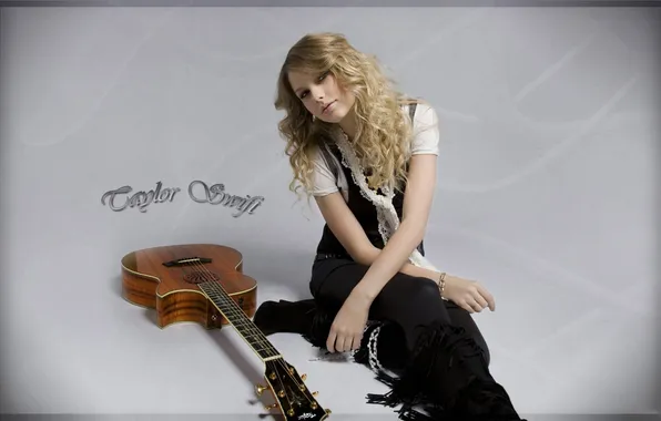 Girl, background, the inscription, guitar, Taylor Swift, Taylor Swift, beauty.singer