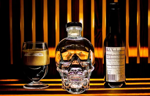 Skull, bottle, still life, brands