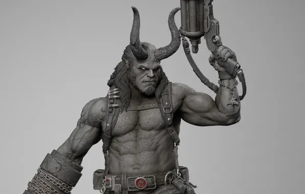 Picture background, the demon, horns, demon, sculpture, Jock, muscle, brutality