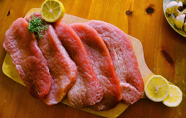 Lemon, food, food, meat, Board