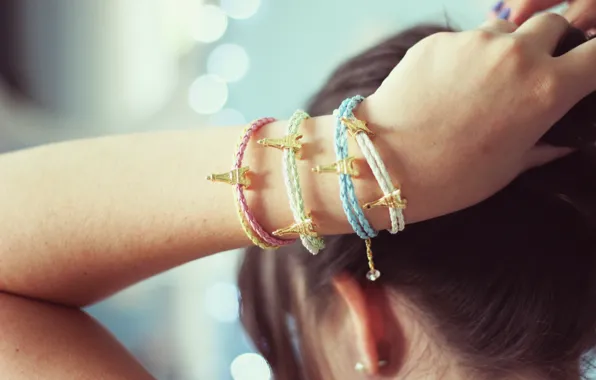 Picture girl, background, Wallpaper, mood, hand, brunette, bracelets, baubles