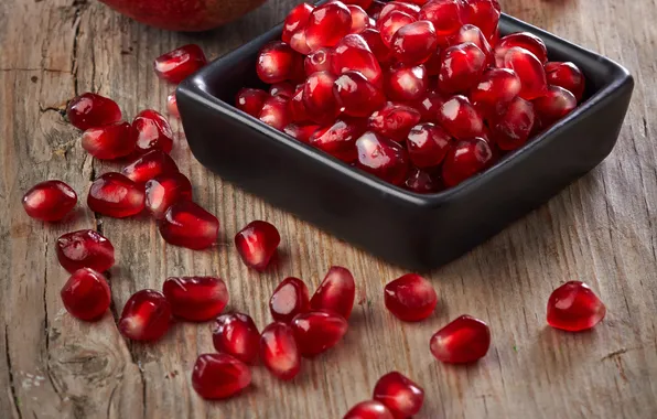 Picture plate, pomegranate seeds, a plate, pomegranate seeds