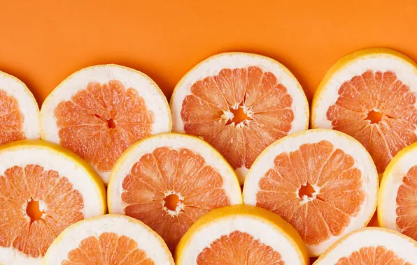 Oranges, fruit, orange background, citrus, slices, composition, grapefruit