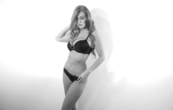 Girl, lingerie, woman, model, black and white, female, Leanna Decker, b/w