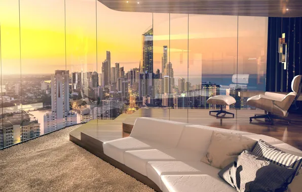 Wallpaper design, style, interior, megapolis, living room for mobile ...