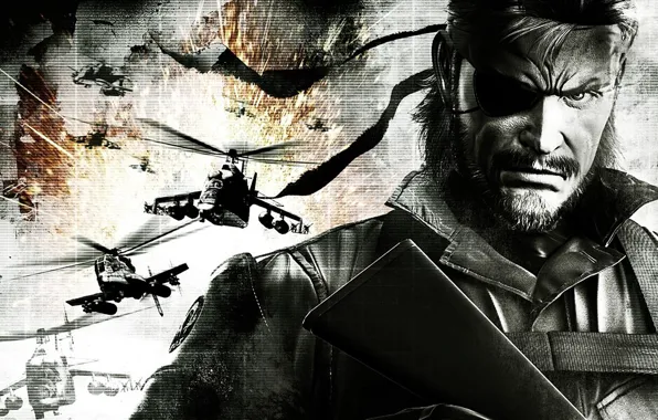 Picture background, helicopters, male, metal gear solid