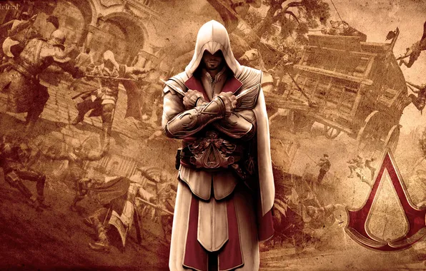 Picture wagon, Assassins creed, Ezio, Swords