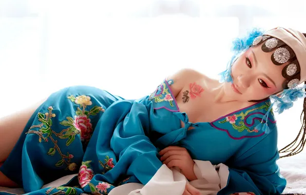 Girl, background, Asian