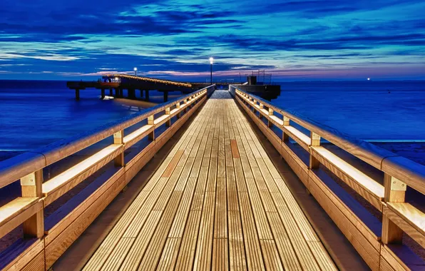 Sea, the sky, landscape, bridge, nature