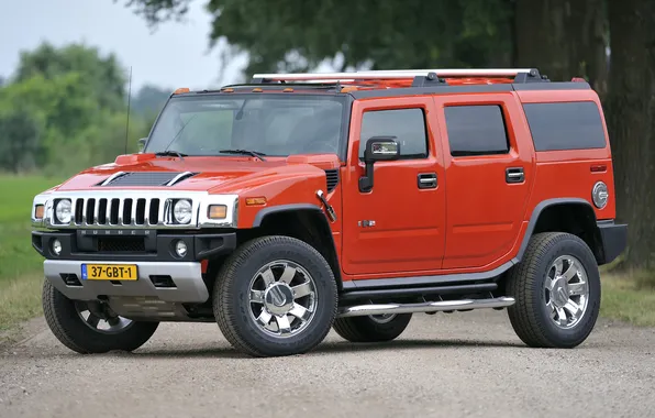 Red, road, Hummer