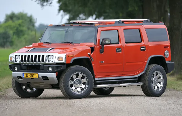 Picture red, road, hummer