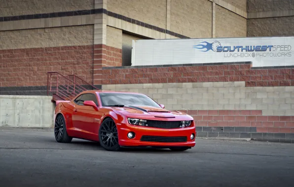 Red, the building, red, Chevrolet, chevrolet, camaro ss, Camaro SS