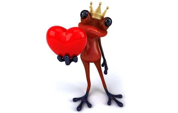 Frog, love, heart, frog, funny, prince