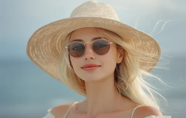 Summer, look, girl, face, smile, the wind, portrait, hat