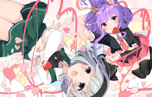 Hearts, Anime, Valentine's day, Touhou, Touhou