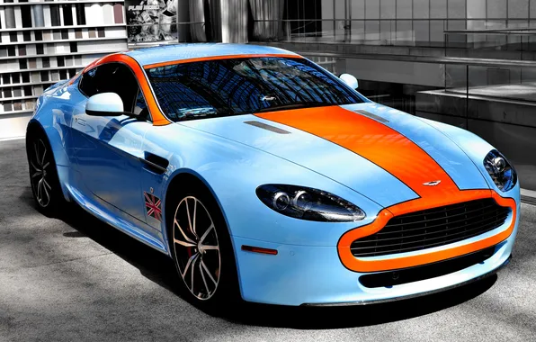 Orange, blue, tuning, car, Aston Martin, Aston martin, car Wallpaper, avto wallpapers