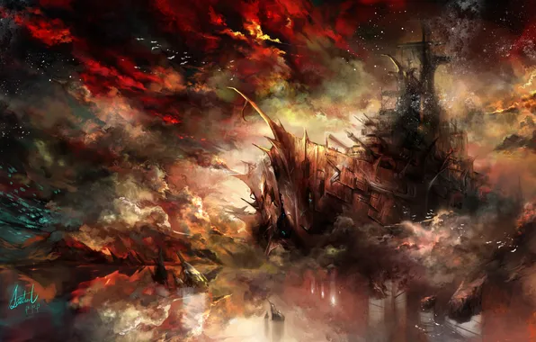 Picture fiction, ship, art, Dreadnought, dreadnought, Ghost ship