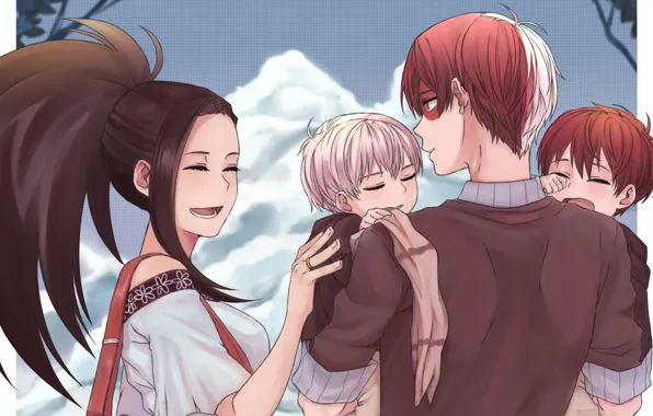 Children, anime, family, art, pair, two, Boku no Hero Academy, Todoroki Shoto