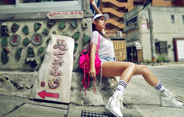 Picture girl, street, Asian