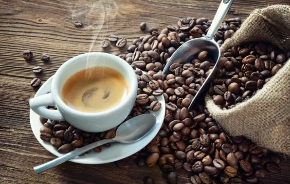 Table, Board, coffee, hot, couples, spoon, mug, Cup