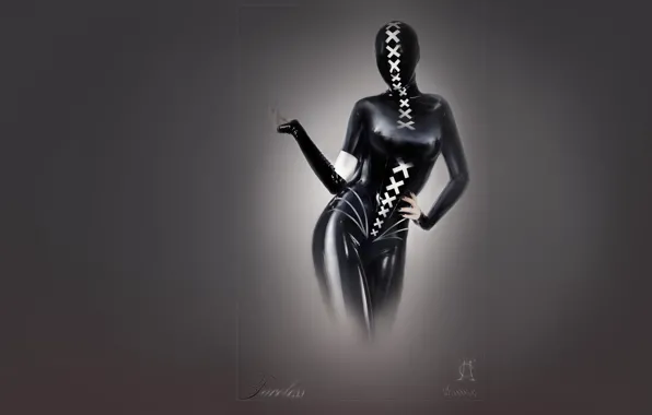 Crosses, latex, hip, without a face, latex, Artem Smirnoff, black latex