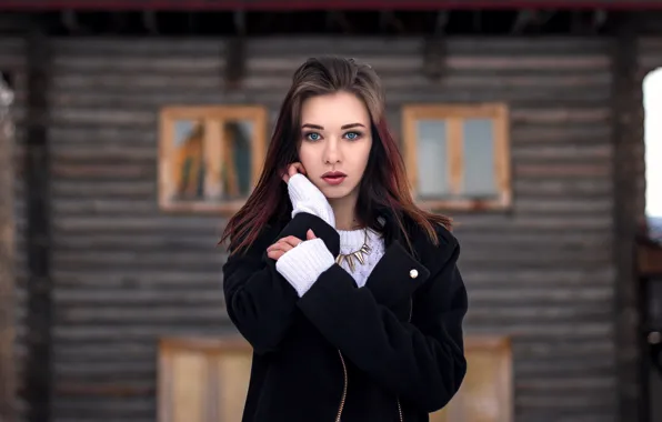 Picture look, makeup, sponge, coat, blue-eyed